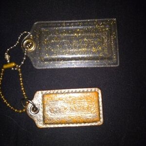 2 Authentic Coach Gold Glitter Hangtags (1 NEW, 1 vintage)